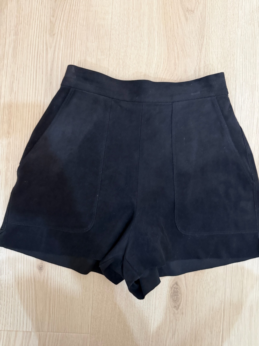 Wilfred Black High-Waist Suede-Look Shorts